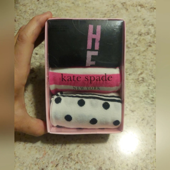 Kate Spade 3 pack crew socks striped polka dot " happy" spellout new - Picture 6 of 7